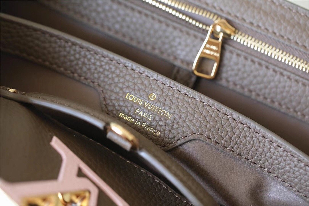 LV Capucines GLAMI Taurillon Smokey Brown Green/ Creme/ Pink For Women,  Shoulder And Crossbody Bags 27cm/10.6in LV M59516