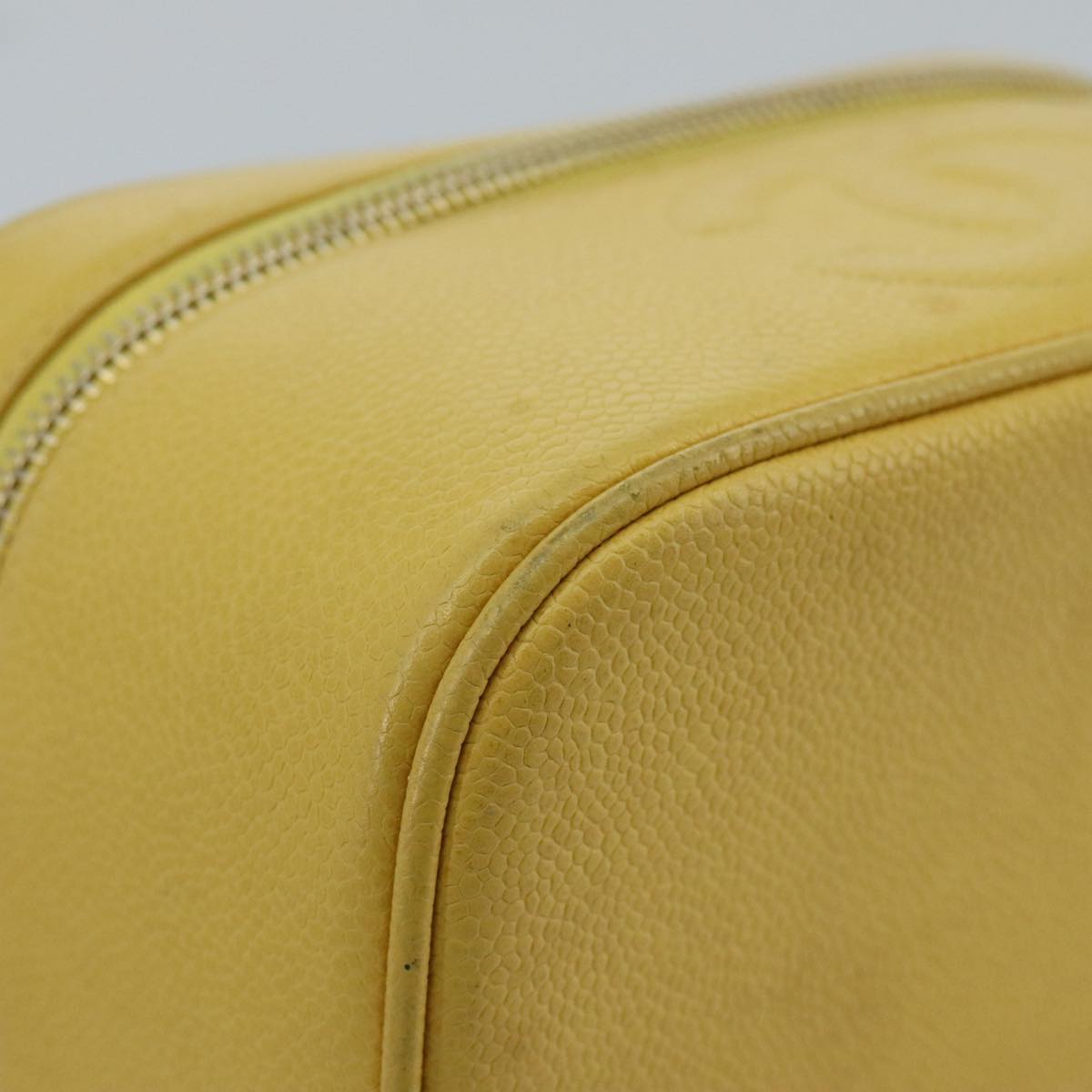 CHANEL Vanity COCO Mark Pouch Caviar Skin Yellow Gold CC 100001
