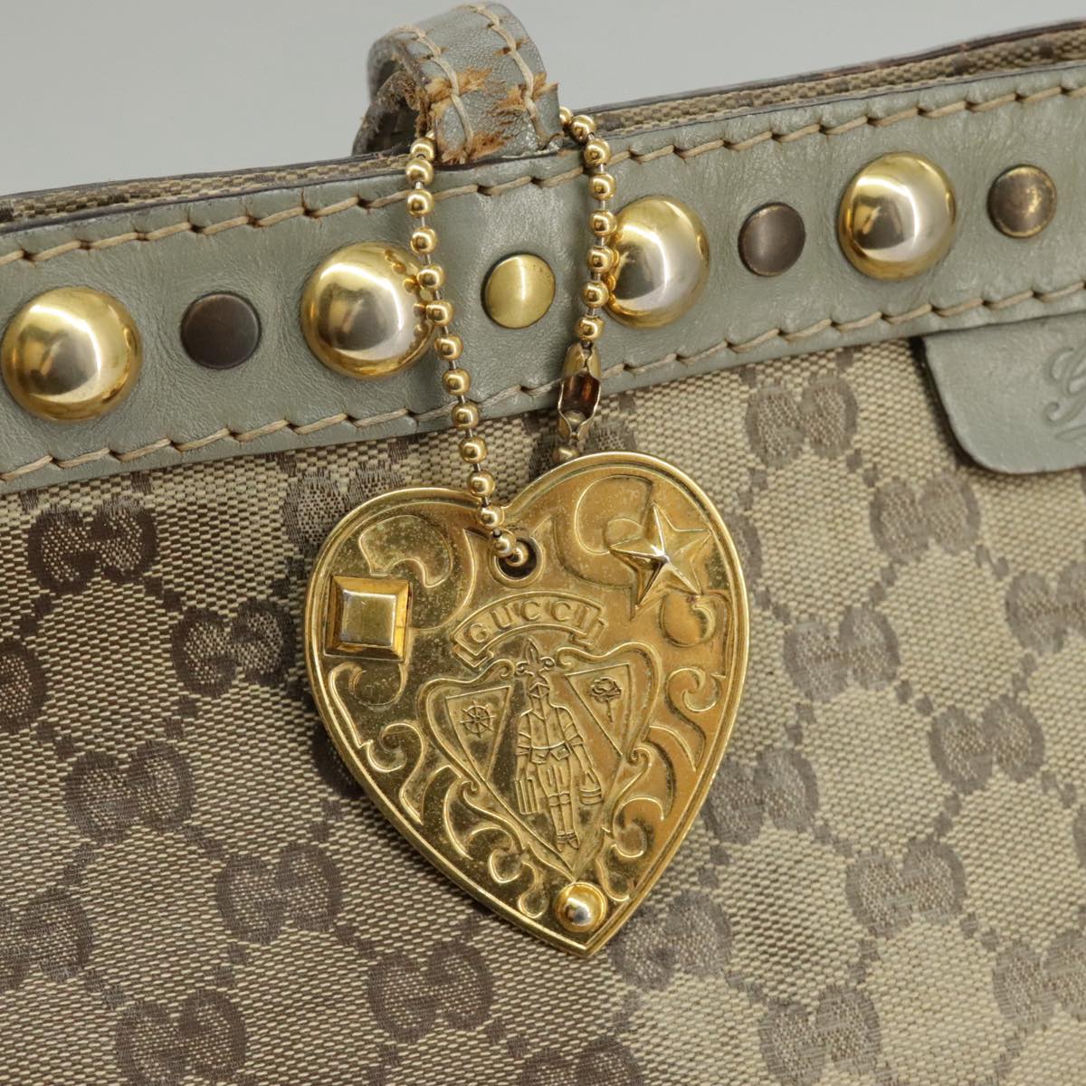 GUCCI GG Crystal Tote Bag Beige Gold 207291 100022
