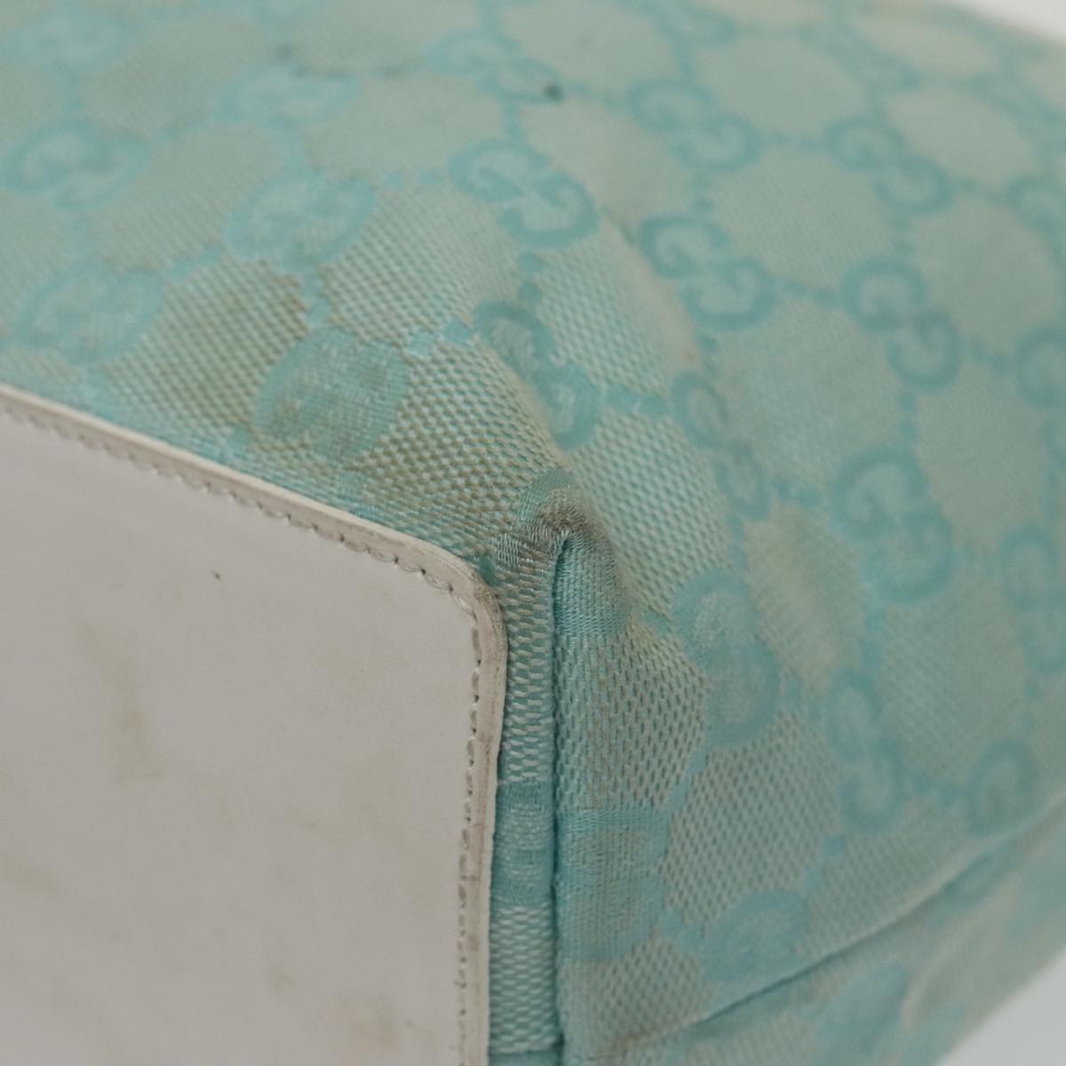GUCCI GG Canvas Hand Bag Light Blue Gold 002 1099 100023