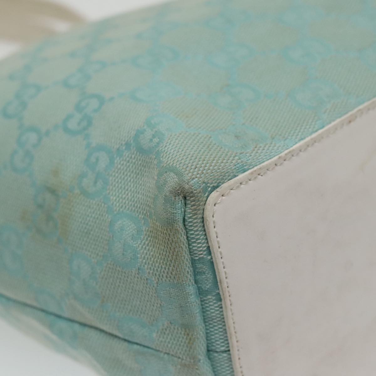 GUCCI GG Canvas Hand Bag Light Blue Gold 002 1099 100023