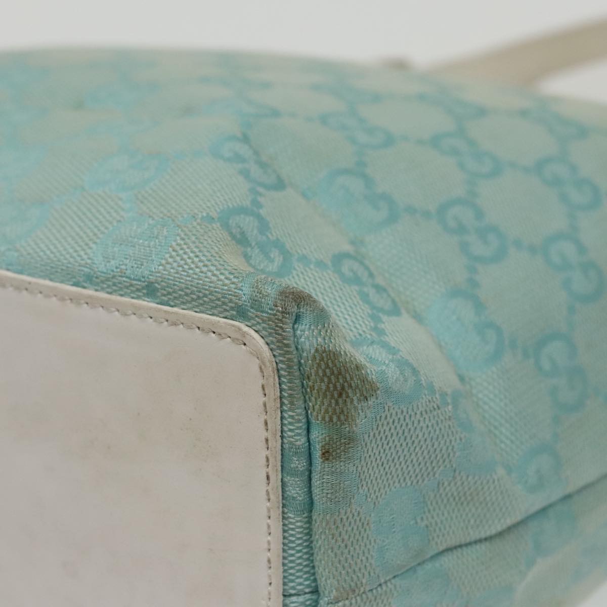 GUCCI GG Canvas Hand Bag Light Blue Gold 002 1099 100023