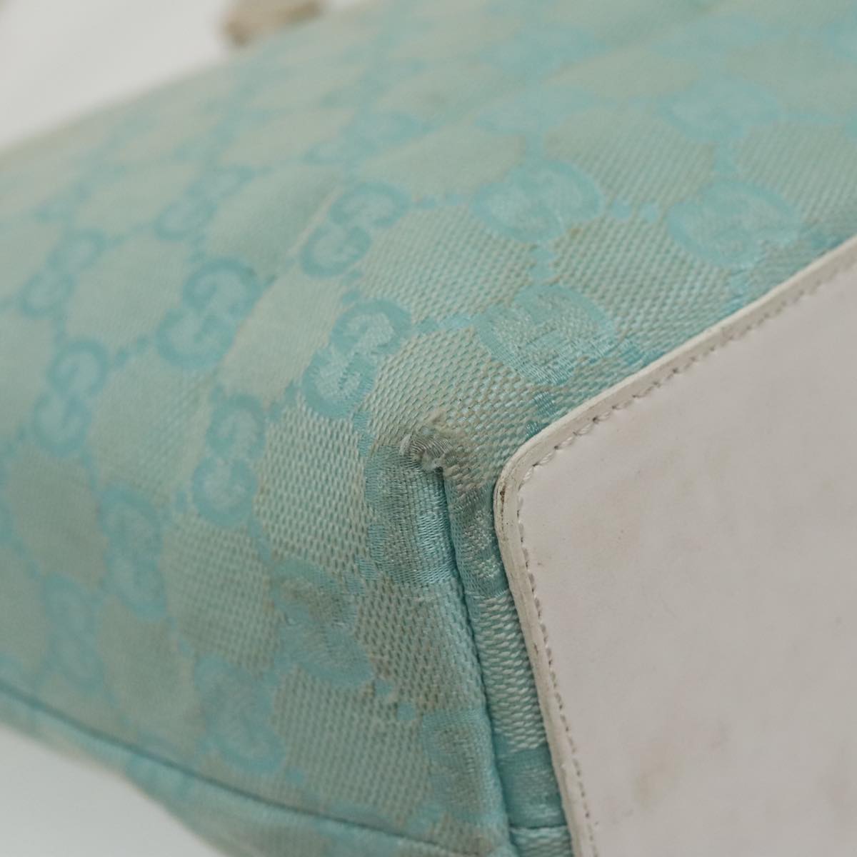 GUCCI GG Canvas Hand Bag Light Blue Gold 002 1099 100023