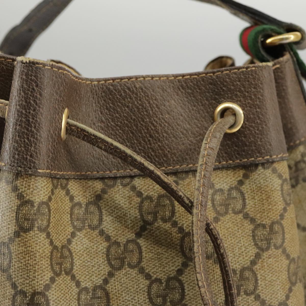 GUCCI GG Supreme Web Sherry Line Shoulder Bag PVC Beige 41 02 034 100025