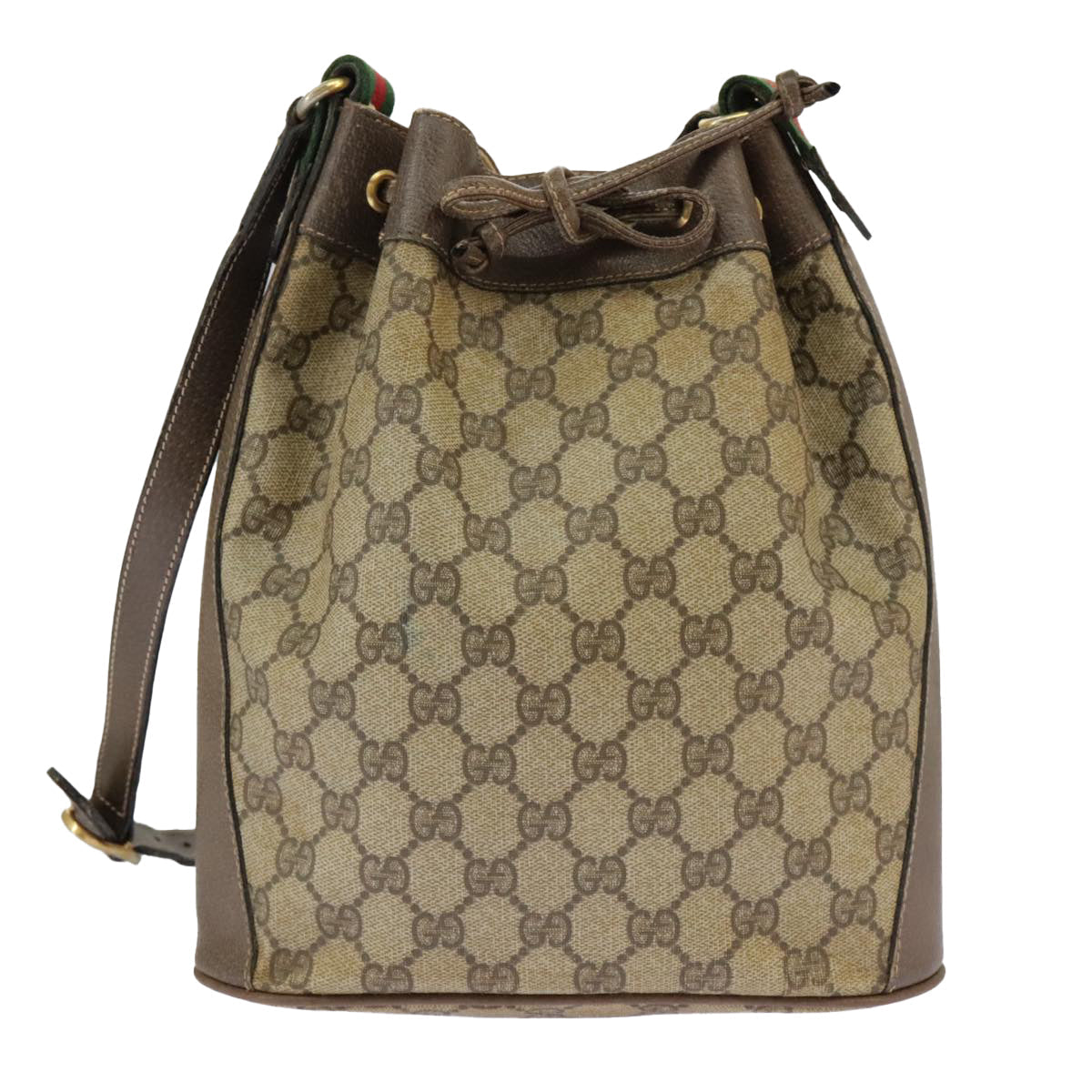 GUCCI GG Supreme Web Sherry Line Shoulder Bag PVC Beige 41 02 034 100025