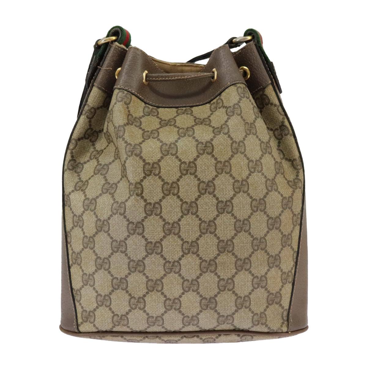GUCCI GG Supreme Web Sherry Line Shoulder Bag PVC Beige 41 02 034 100025