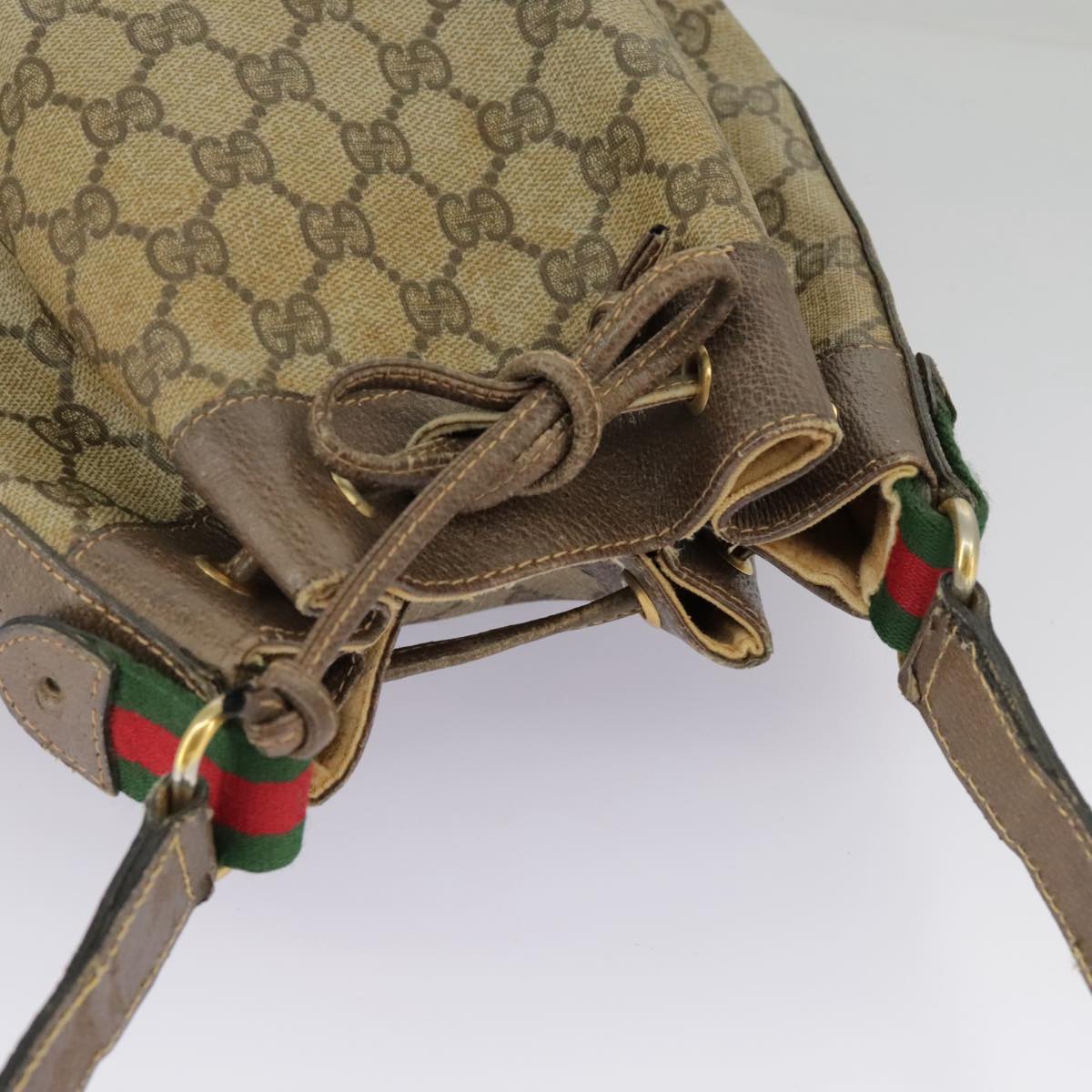 GUCCI GG Supreme Web Sherry Line Shoulder Bag PVC Beige 41 02 034 100025
