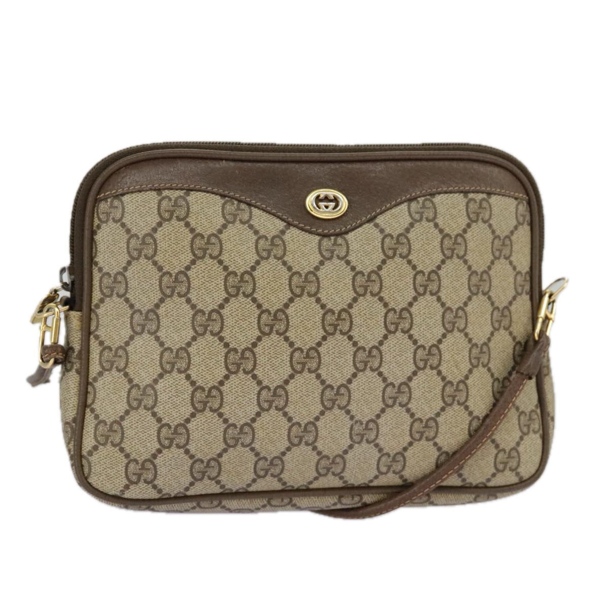 GUCCI GG Supreme Shoulder Bag PVC Beige Gold 97 02 068 100038