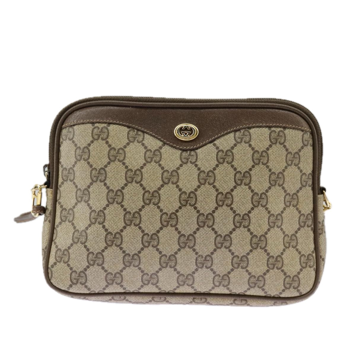 GUCCI GG Supreme Shoulder Bag PVC Beige Gold 97 02 068 100038