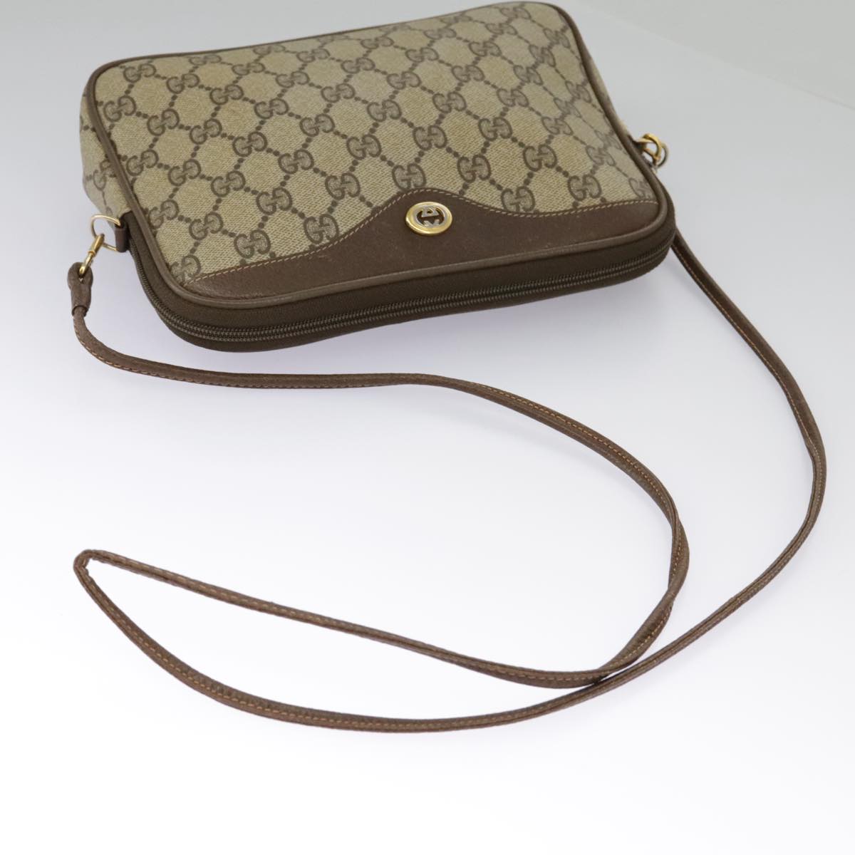 GUCCI GG Supreme Shoulder Bag PVC Beige Gold 97 02 068 100038