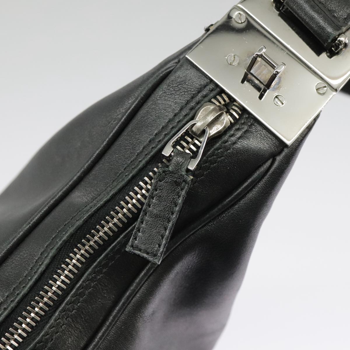GUCCI Shoulder Bag Leather Black Silver 001 3341 3444 100048