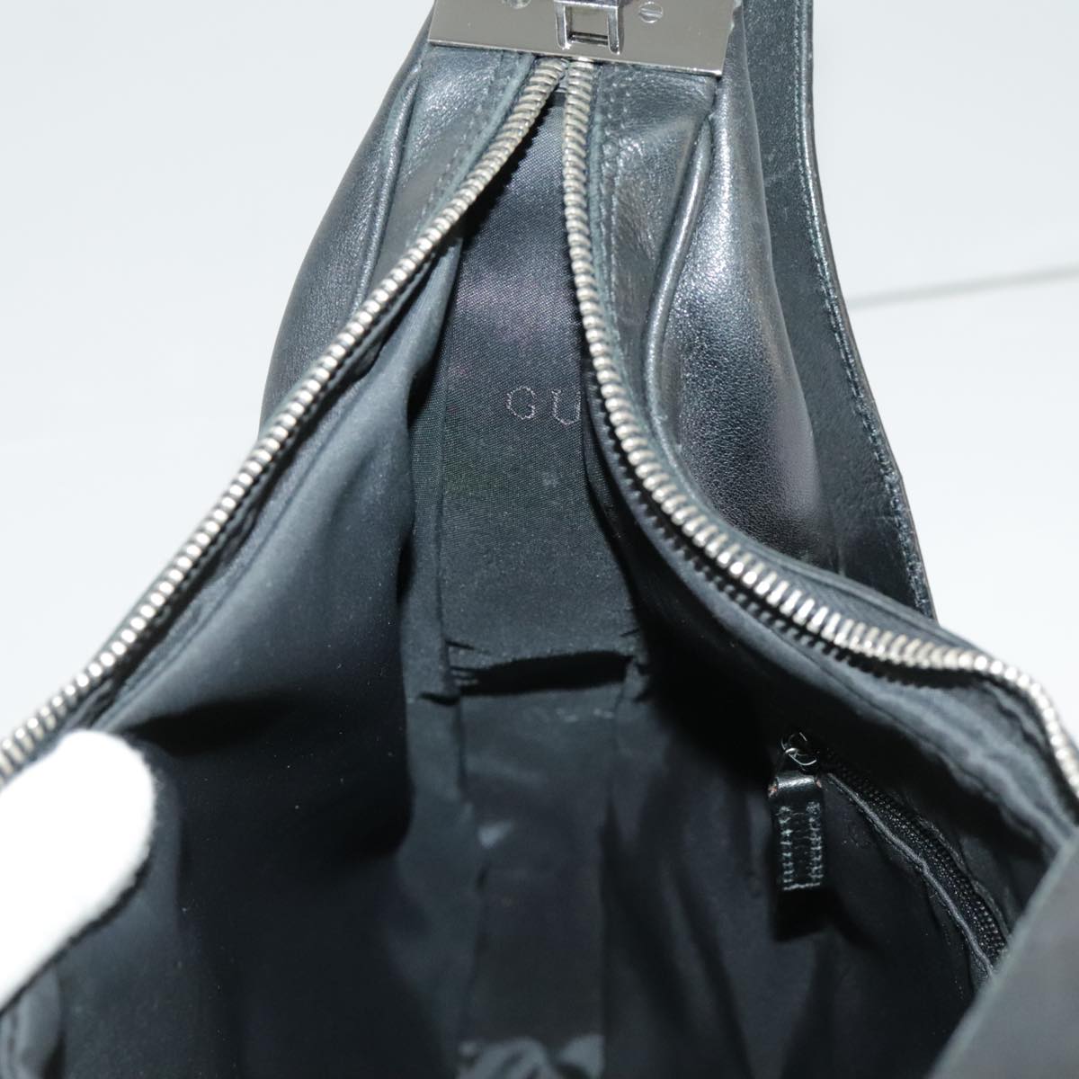 GUCCI Shoulder Bag Leather Black Silver 001 3341 3444 100048