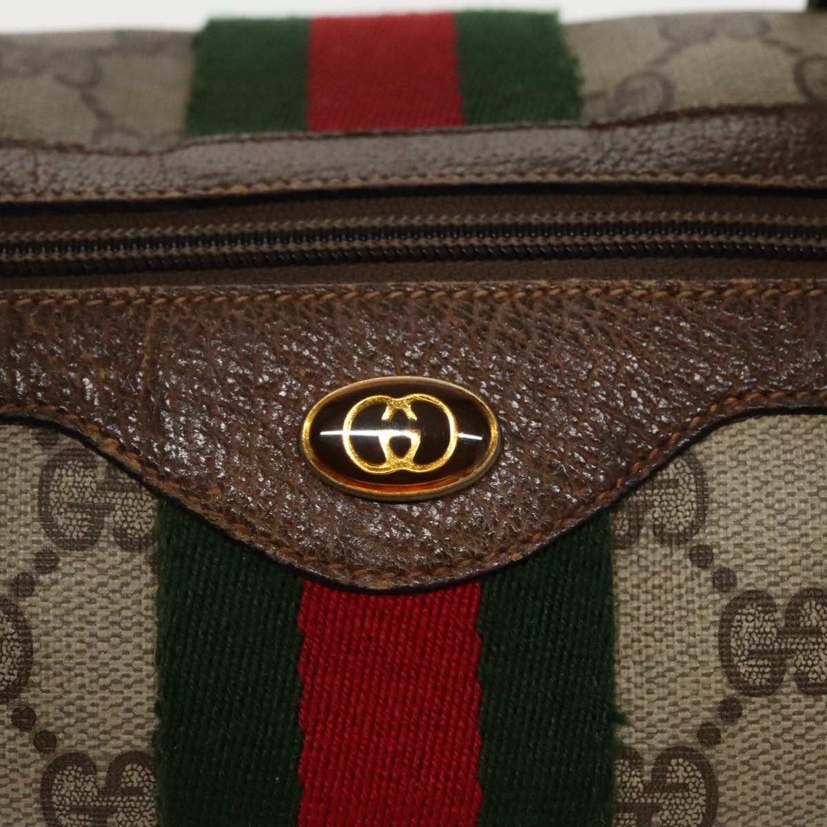 GUCCI GG Supreme Web Sherry Line Boston Bag PVC Beige Red 378 02 07 100064
