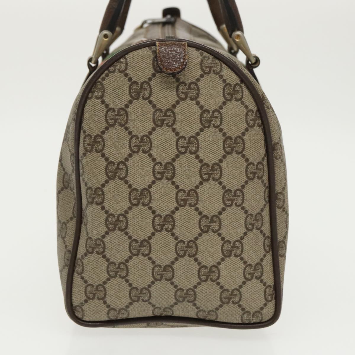 GUCCI GG Supreme Web Sherry Line Boston Bag PVC Beige Red 378 02 07 100064
