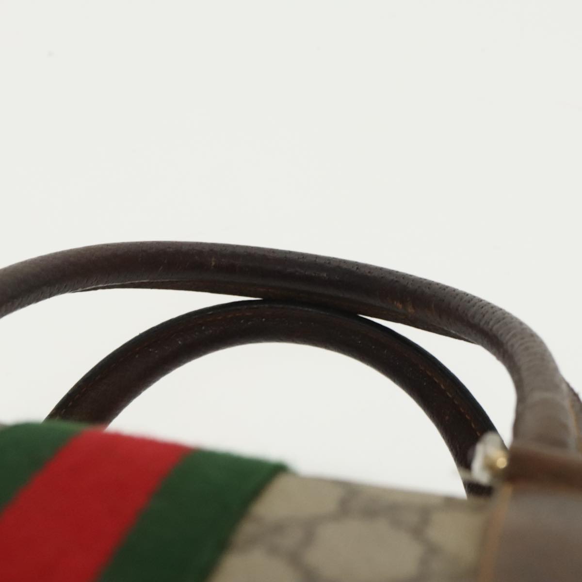GUCCI GG Supreme Web Sherry Line Boston Bag PVC Beige Red 378 02 07 100064
