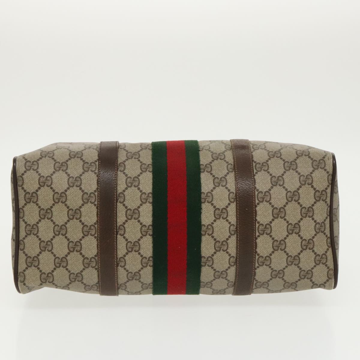 GUCCI GG Supreme Web Sherry Line Boston Bag PVC Beige Red 378 02 07 100064