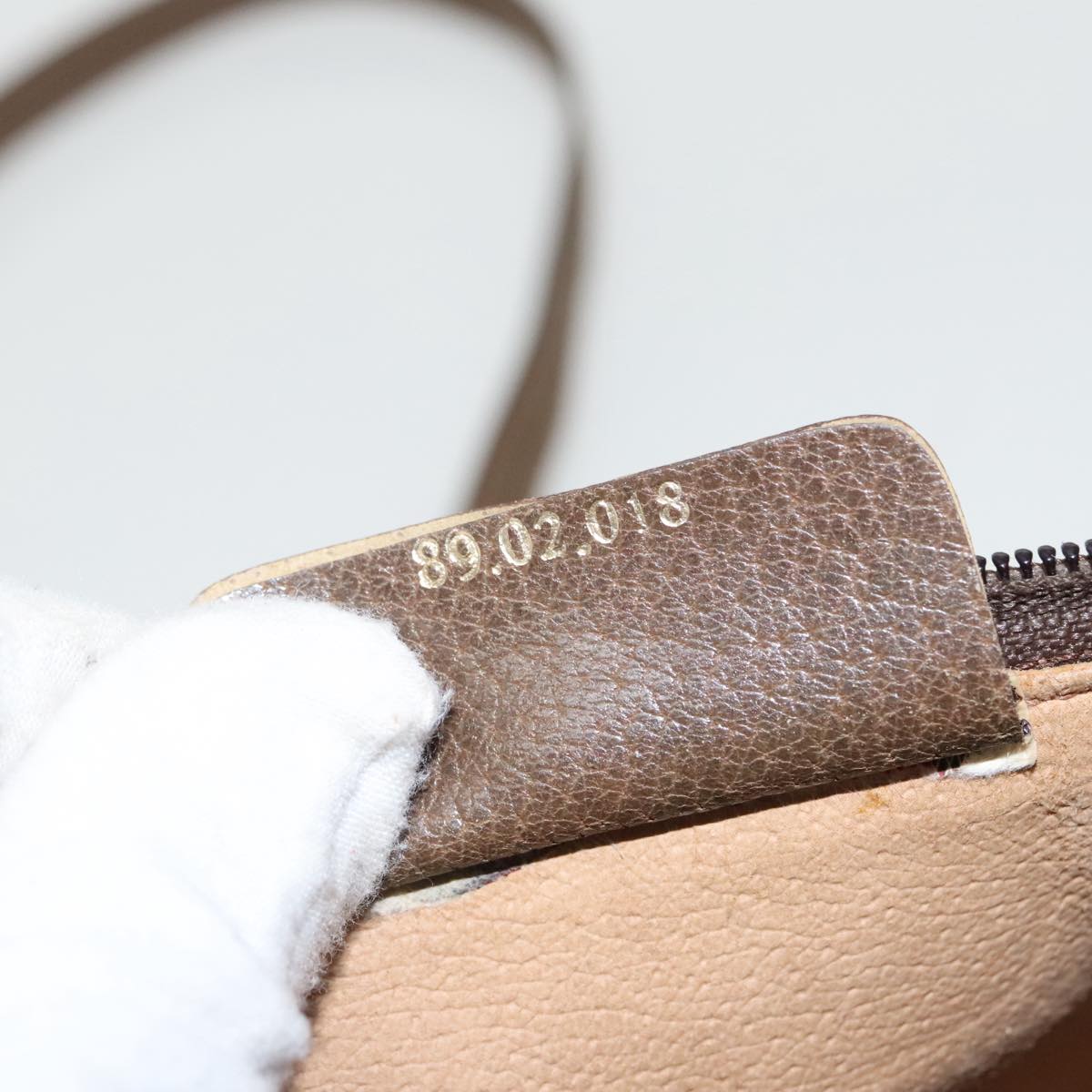 GUCCI GG Supreme Web Sherry Line Shoulder Bag PVC Beige 89 02 018 100071