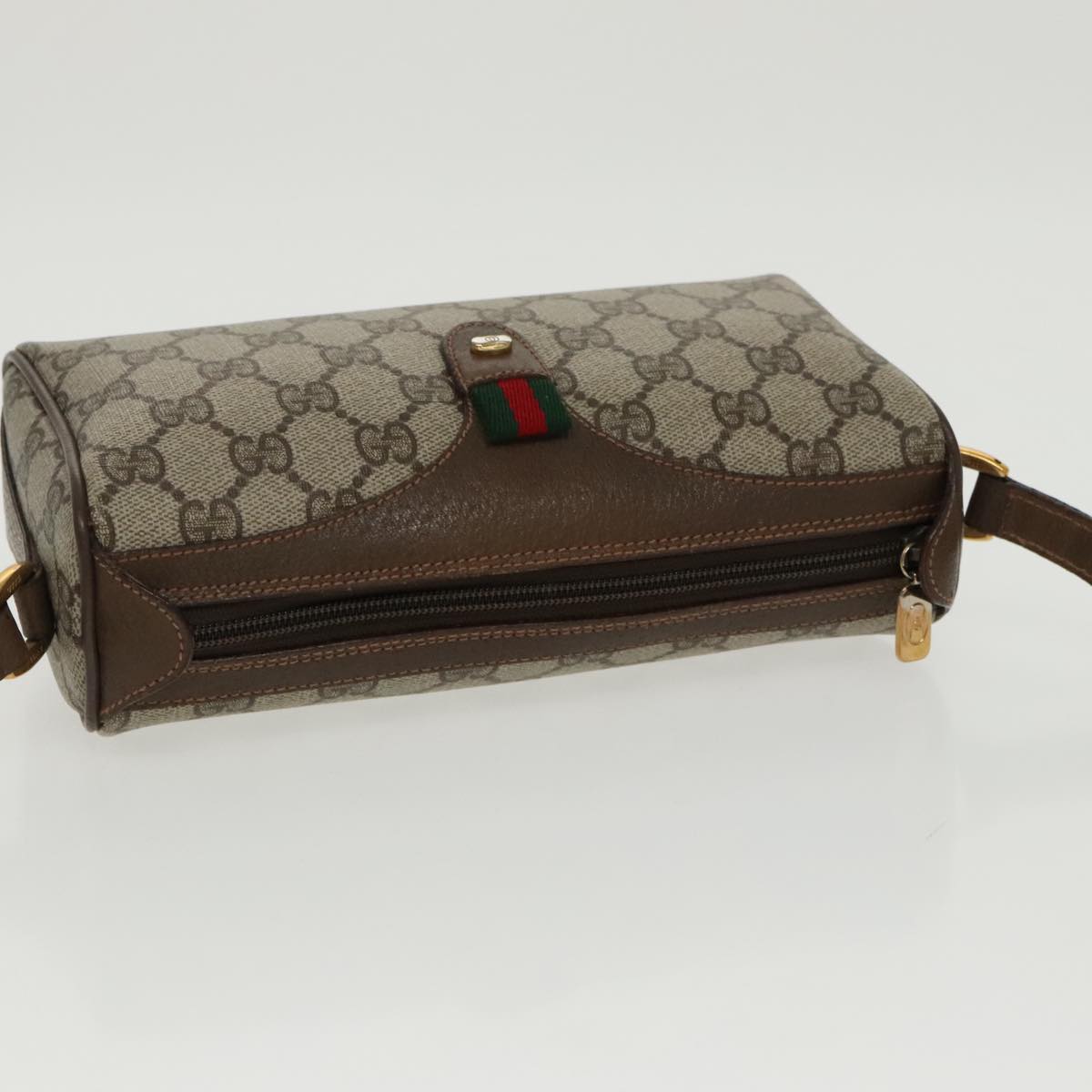 GUCCI GG Supreme Web Sherry Line Shoulder Bag PVC Beige 89 02 018 100071