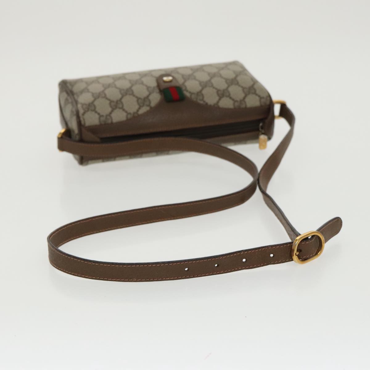 GUCCI GG Supreme Web Sherry Line Shoulder Bag PVC Beige 89 02 018 100071