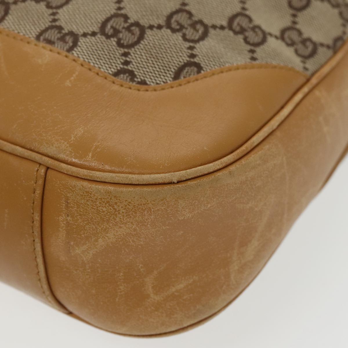 GUCCI GG Canvas Sherry Line Shoulder Bag Beige Gold Brown 001 4095 100097