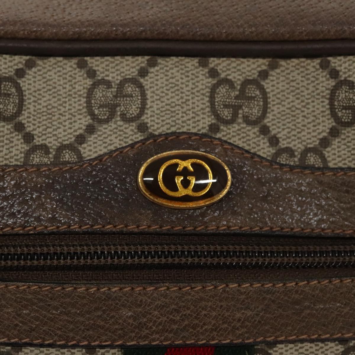GUCCI GG Supreme Web Sherry Line Shoulder Bag PVC Beige 32 02 004 100146