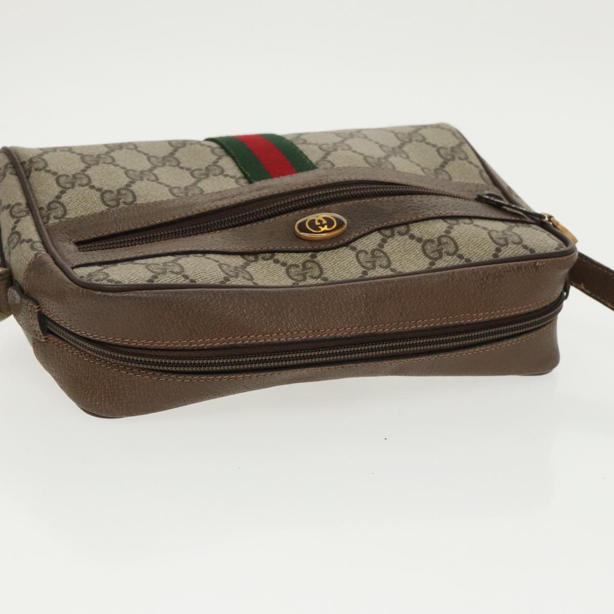 GUCCI GG Supreme Web Sherry Line Shoulder Bag PVC Beige 32 02 004 100146