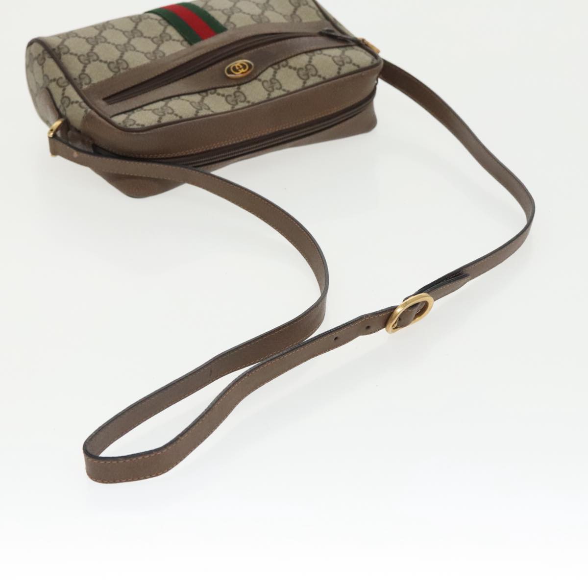 GUCCI GG Supreme Web Sherry Line Shoulder Bag PVC Beige 32 02 004 100146