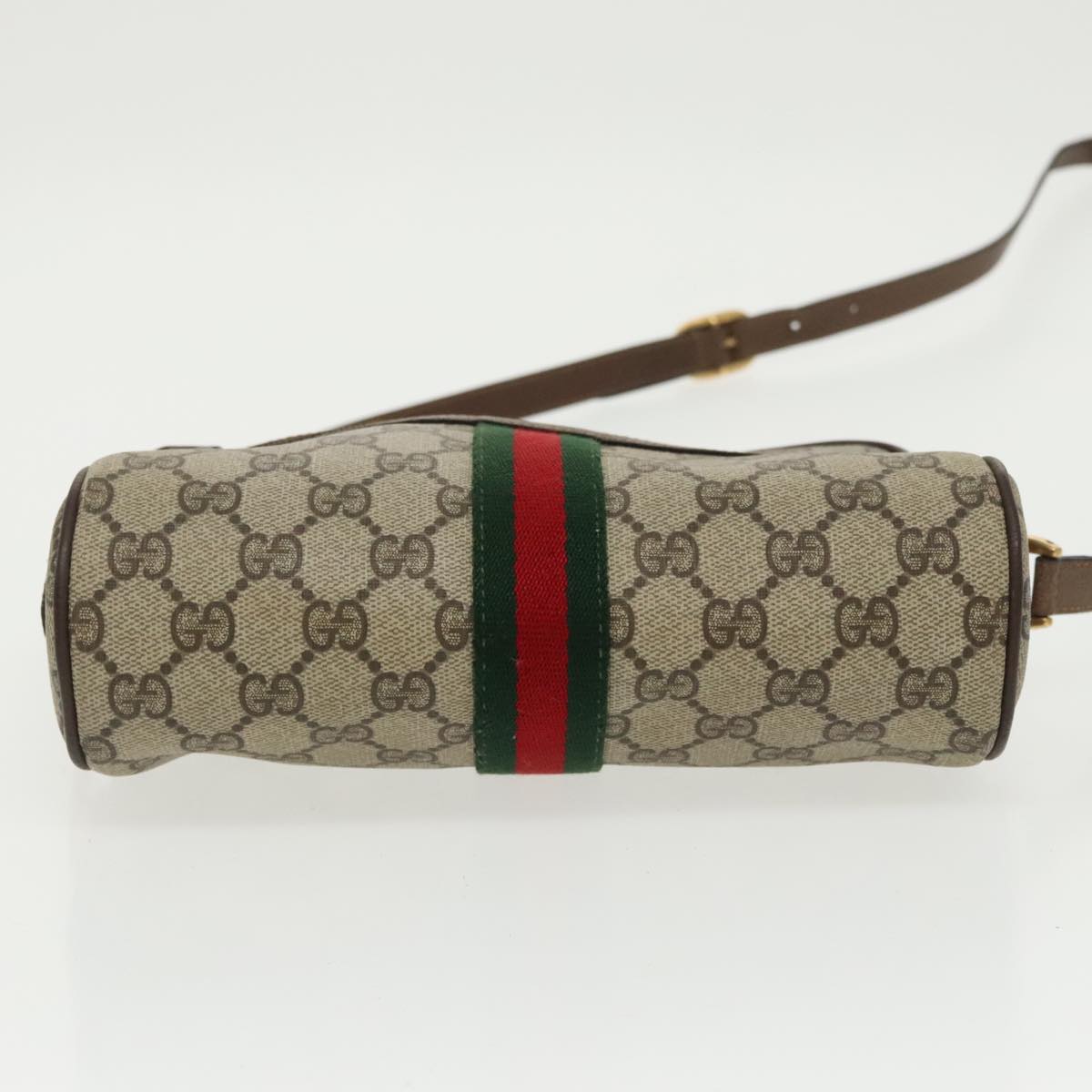 GUCCI GG Supreme Web Sherry Line Shoulder Bag PVC Beige 32 02 004 100146