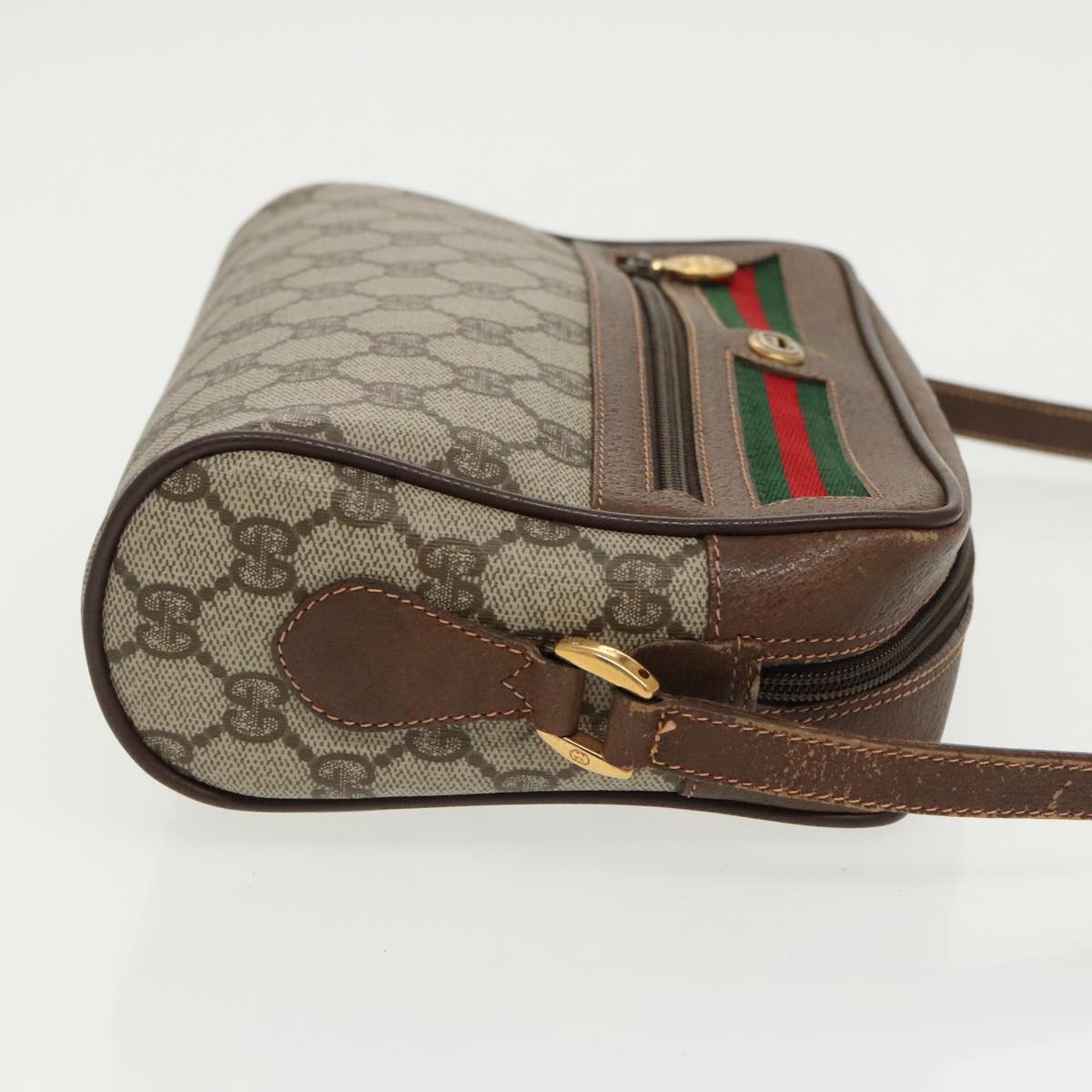 GUCCI GG Supreme Web Sherry Line Shoulder Bag PVC Beige 119 02 087 100147