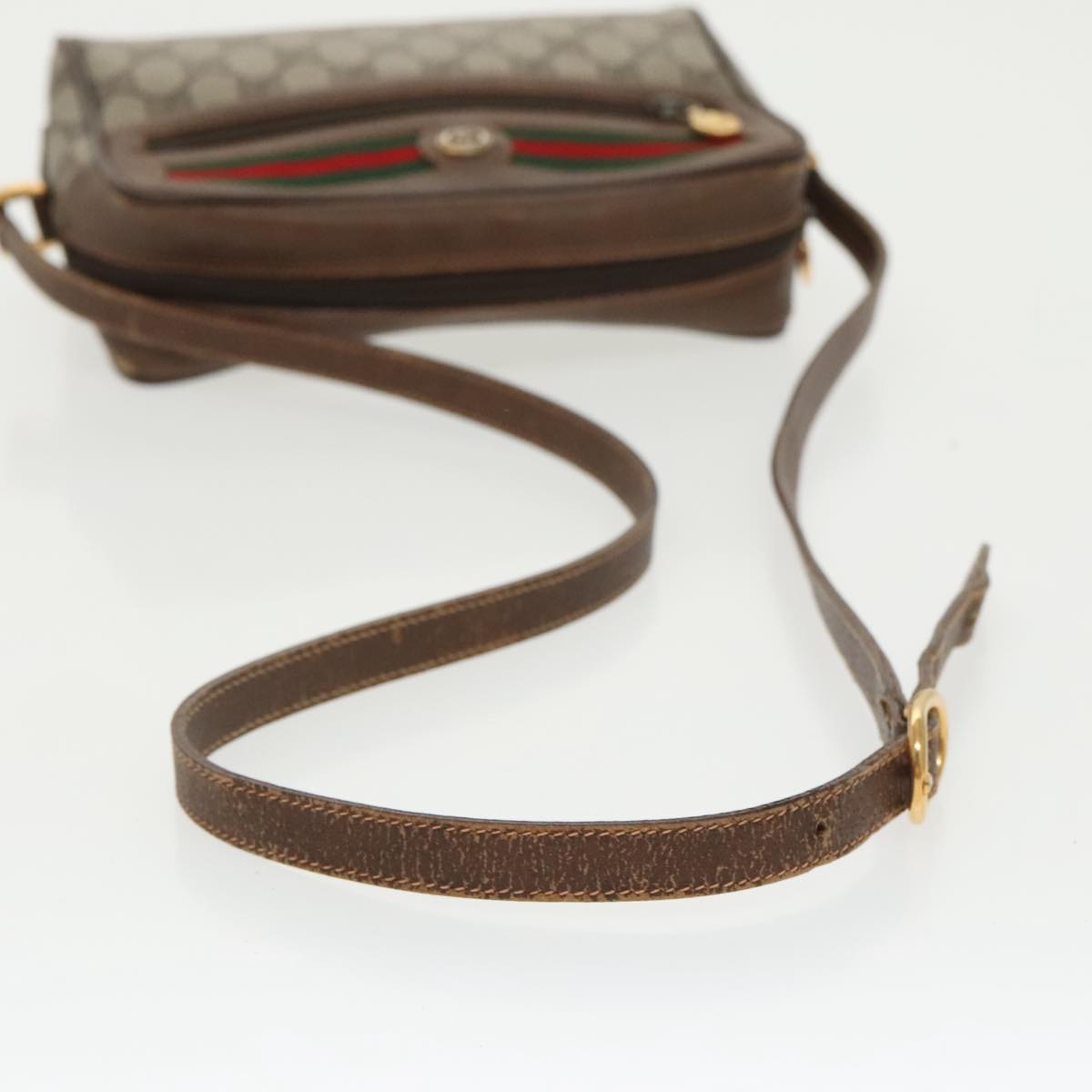GUCCI GG Supreme Web Sherry Line Shoulder Bag PVC Beige 119 02 087 100147