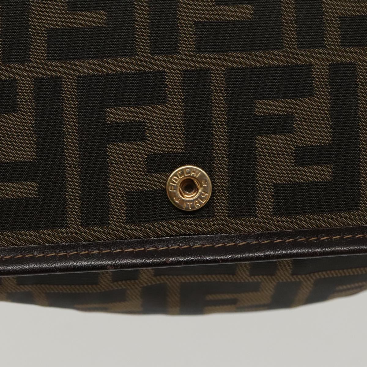 FENDI Zucca Canvas Hand Bag Brown Black 100153