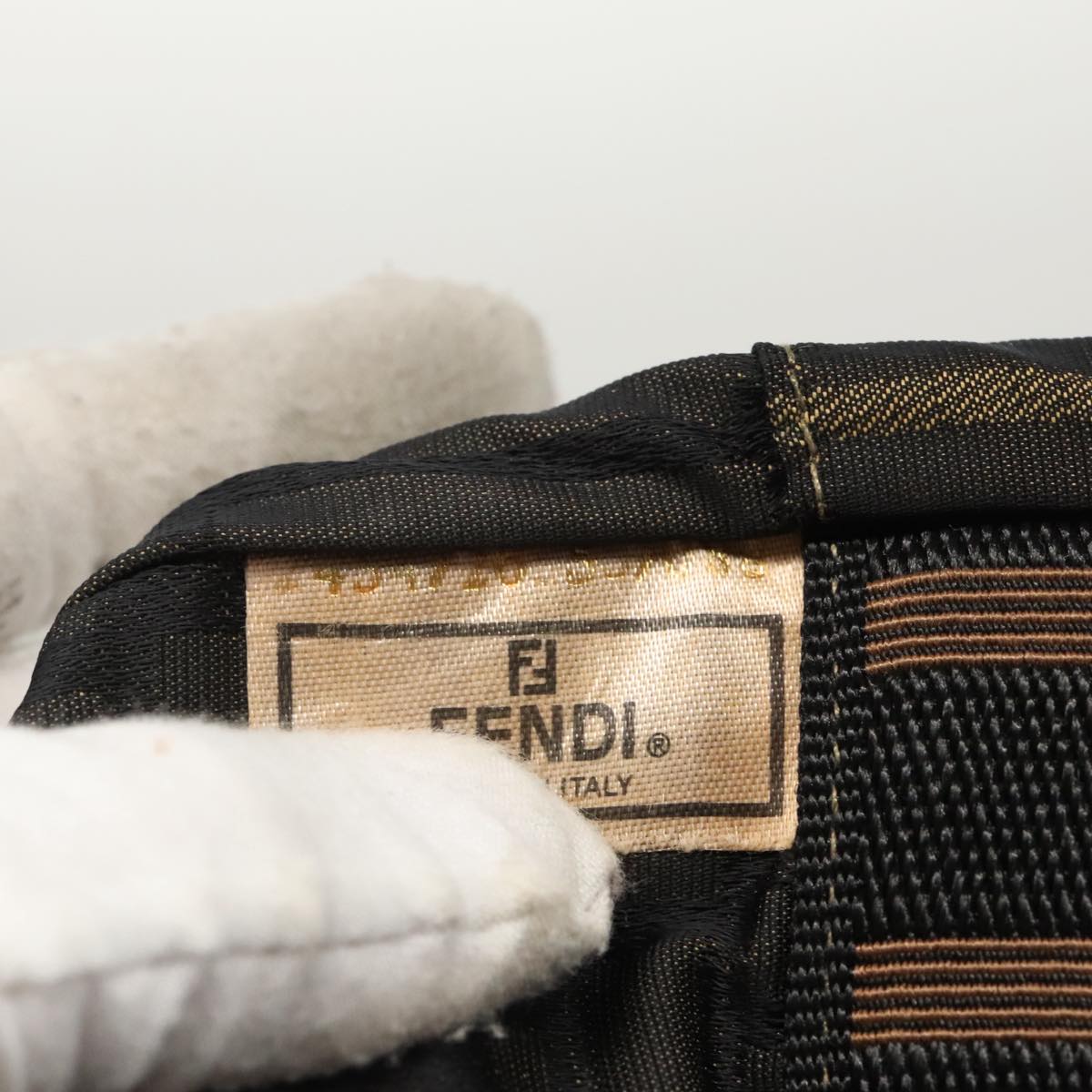FENDI Zucca Canvas Hand Bag Brown Black 100153