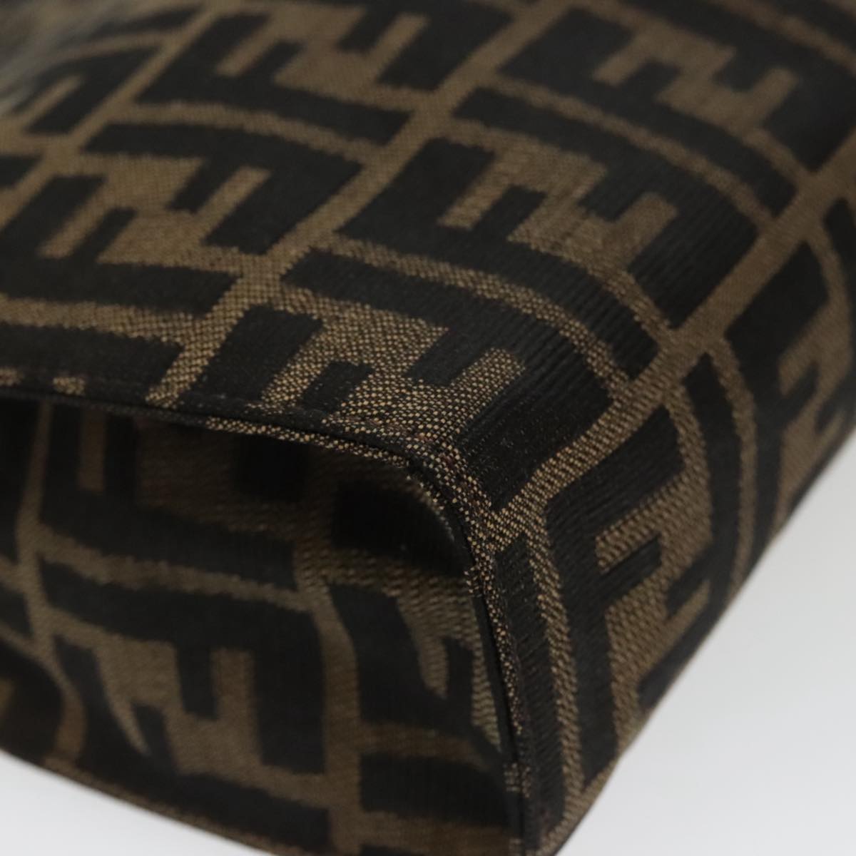 FENDI Zucca Canvas Clutch Bag Brown Black 100167