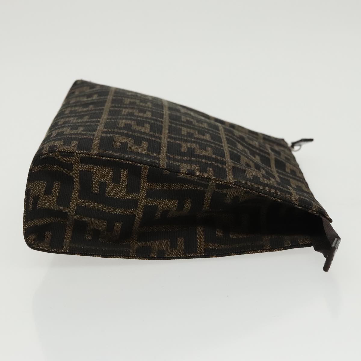FENDI Zucca Canvas Clutch Bag Brown Black 100167
