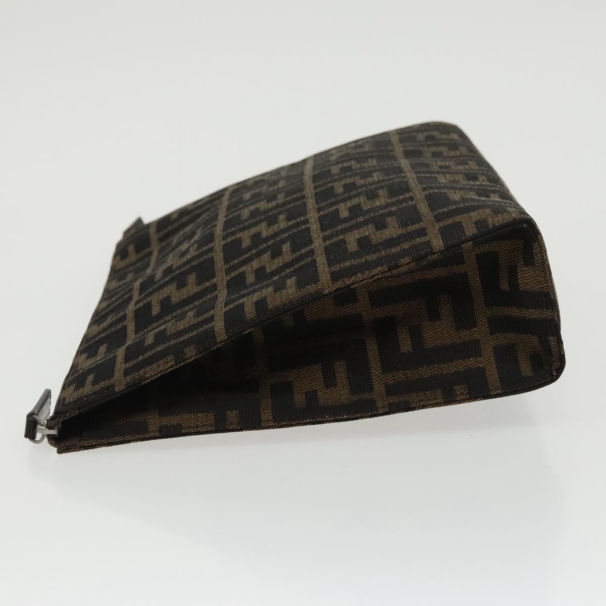 FENDI Zucca Canvas Clutch Bag Brown Black 100167