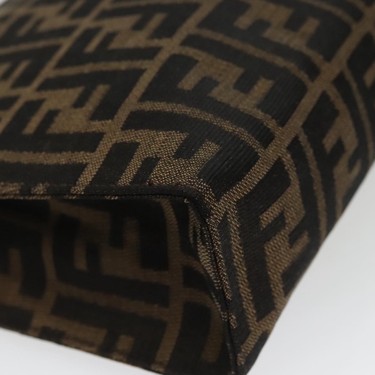 FENDI Zucca Canvas Clutch Bag Brown Black 100167