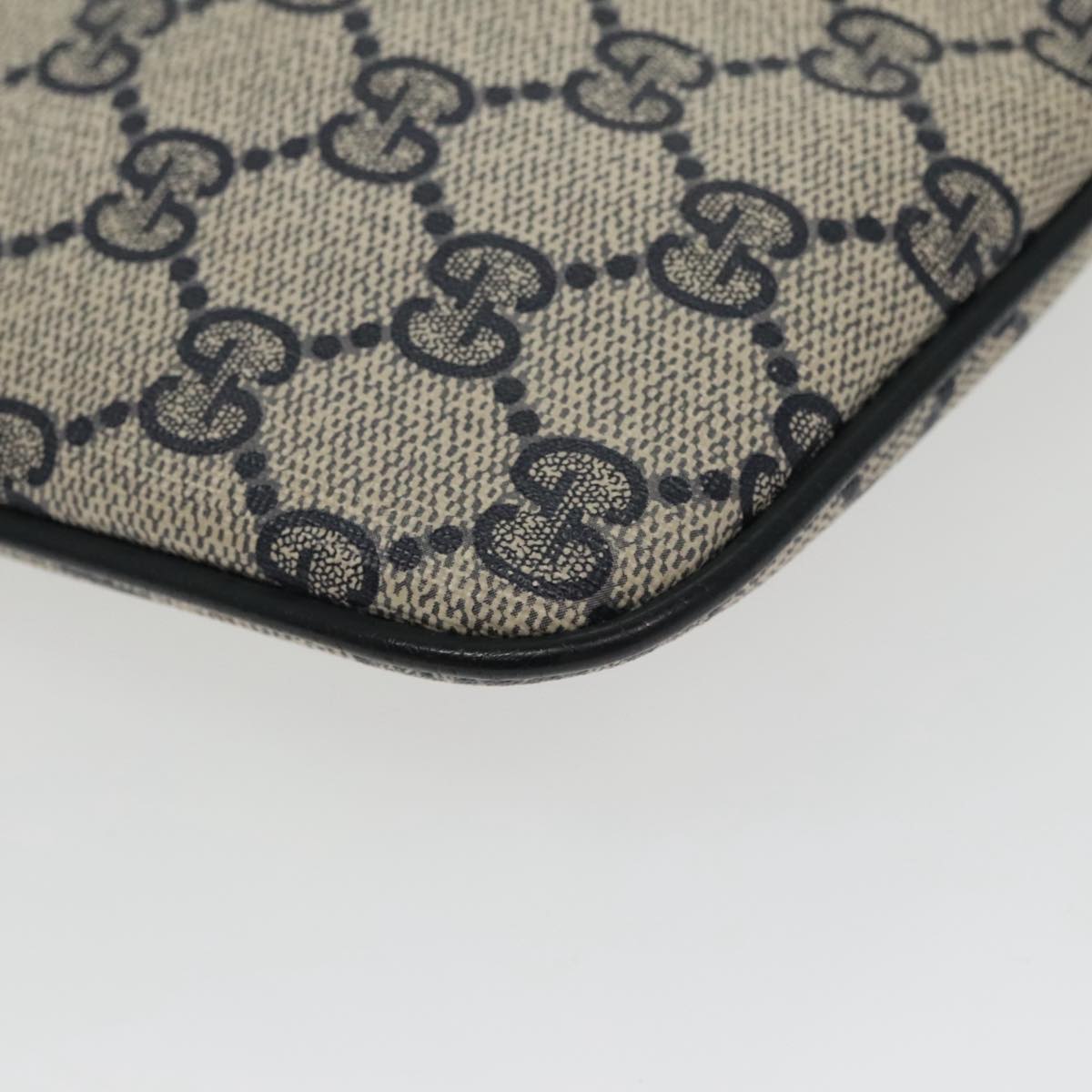 GUCCI GG Supreme Sherry Line Shoulder Bag PVC Navy Gold 904 02 047 100169