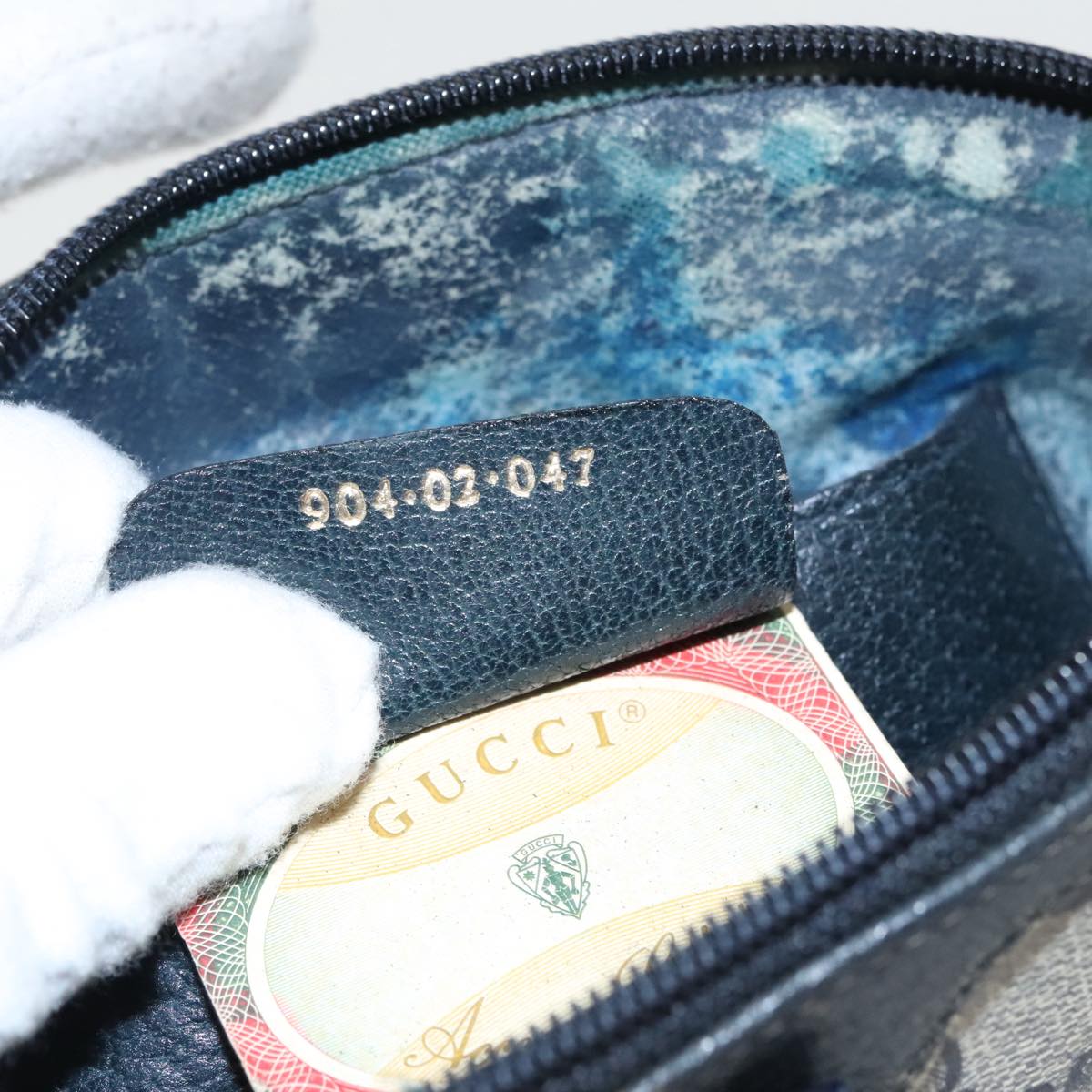 GUCCI GG Supreme Sherry Line Shoulder Bag PVC Navy Gold 904 02 047 100169