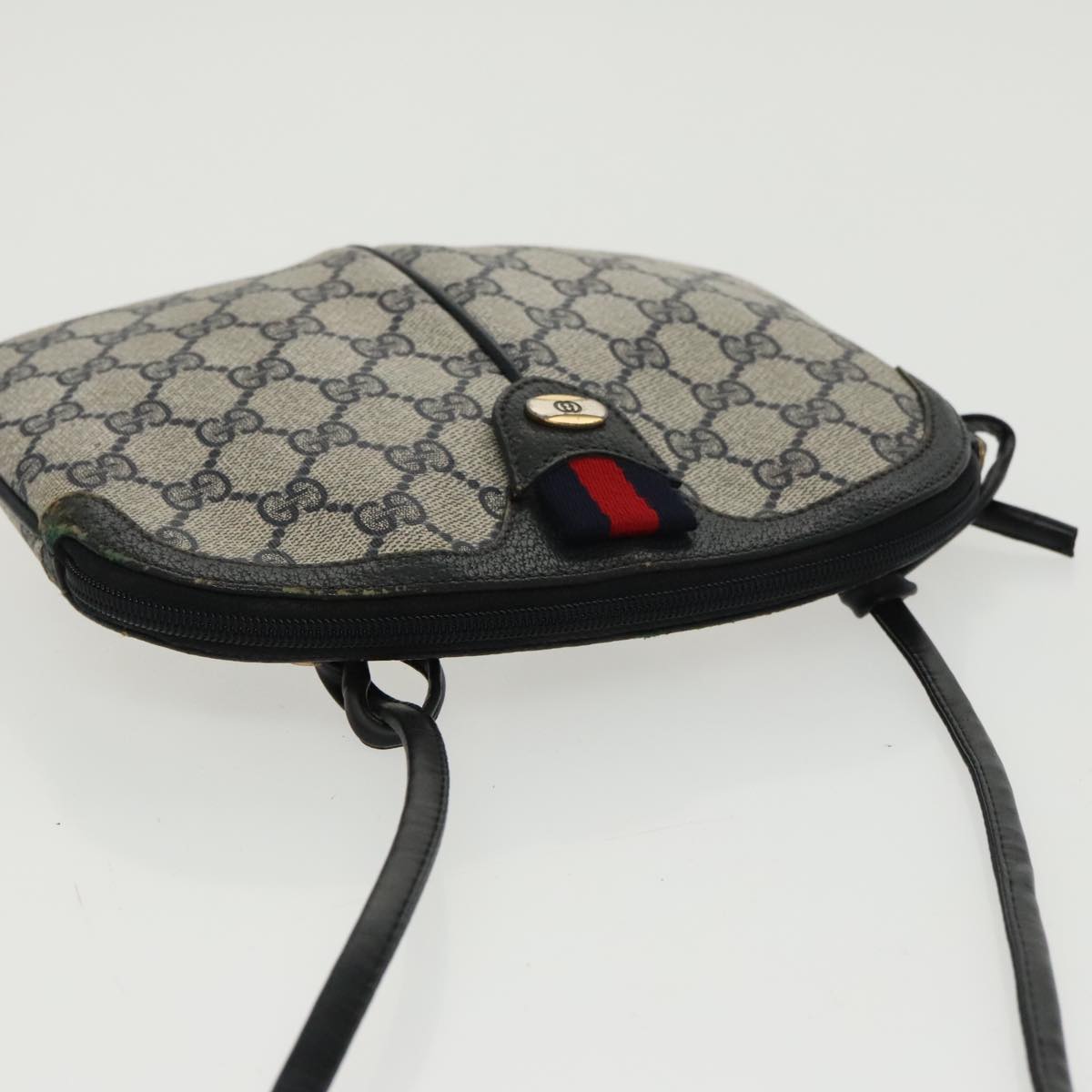 GUCCI GG Supreme Sherry Line Shoulder Bag PVC Navy Gold 904 02 047 100169