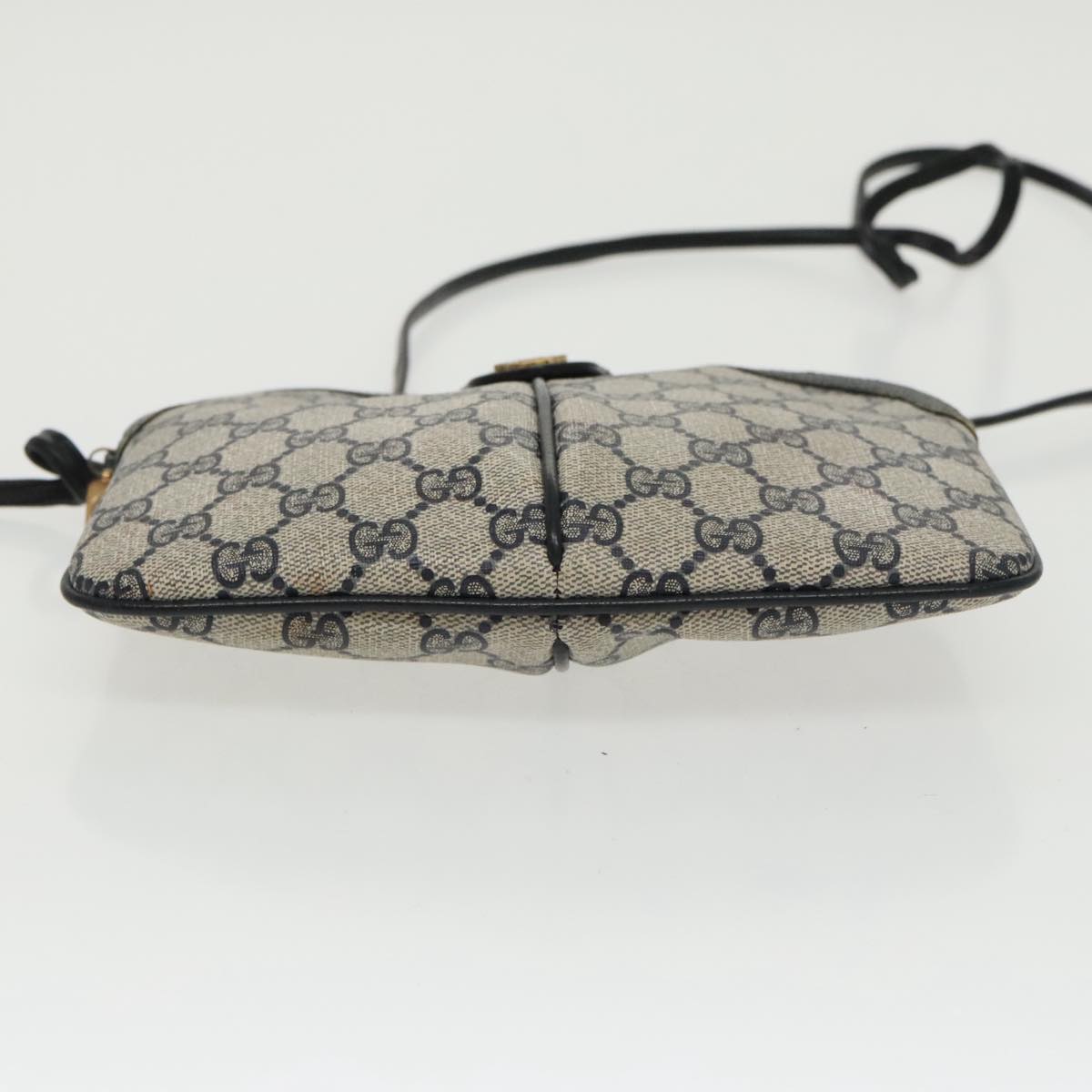 GUCCI GG Supreme Sherry Line Shoulder Bag PVC Navy Gold 904 02 047 100169