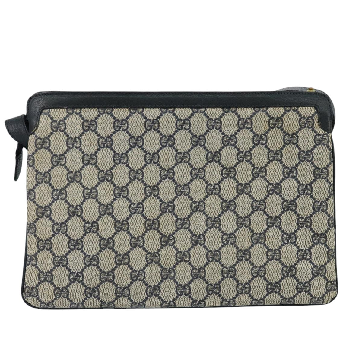 GUCCI GG Supreme Sherry Line Shoulder Bag PVC Navy Gold 02 14 013 100174