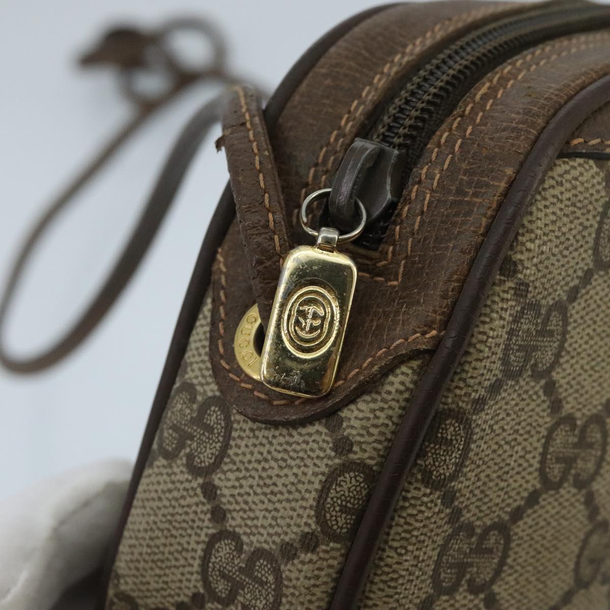 GUCCI GG Supreme Web Sherry Line Shoulder Bag PVC Beige 89 02 066 100175