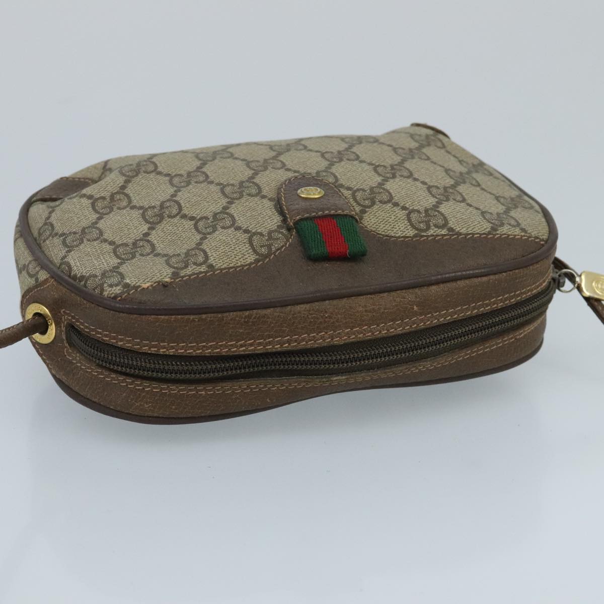 GUCCI GG Supreme Web Sherry Line Shoulder Bag PVC Beige 89 02 066 100175