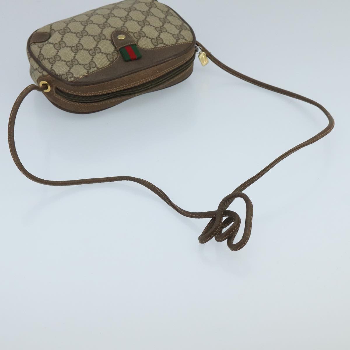 GUCCI GG Supreme Web Sherry Line Shoulder Bag PVC Beige 89 02 066 100175