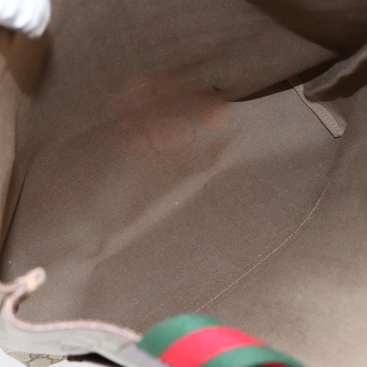 GUCCI GG Supreme Web Sherry Line Tote Bag PVC Beige Red 002 123 100184