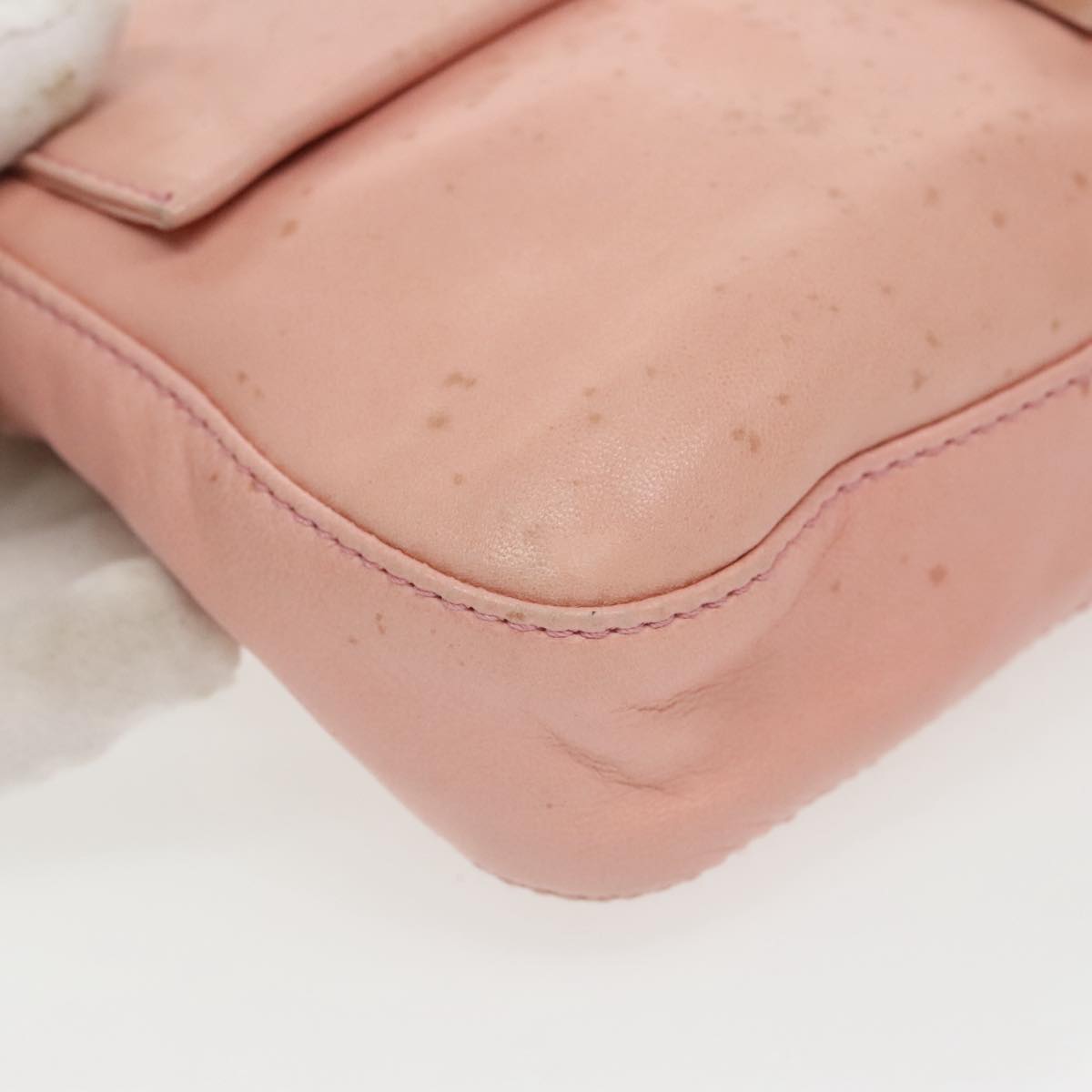 FENDI Mamma Baguette Shoulder Bag Leather Pink Silver 100213