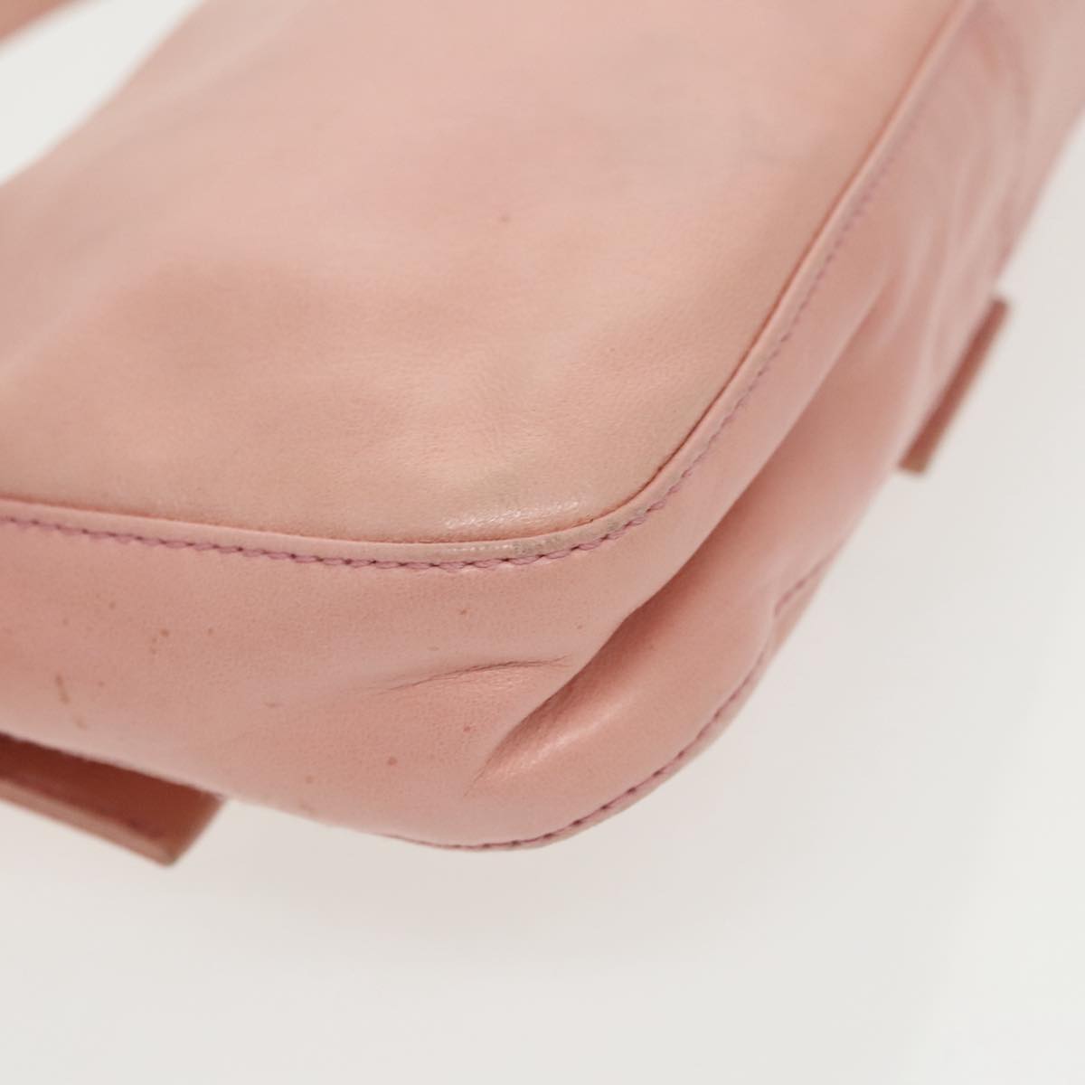 FENDI Mamma Baguette Shoulder Bag Leather Pink Silver 100213