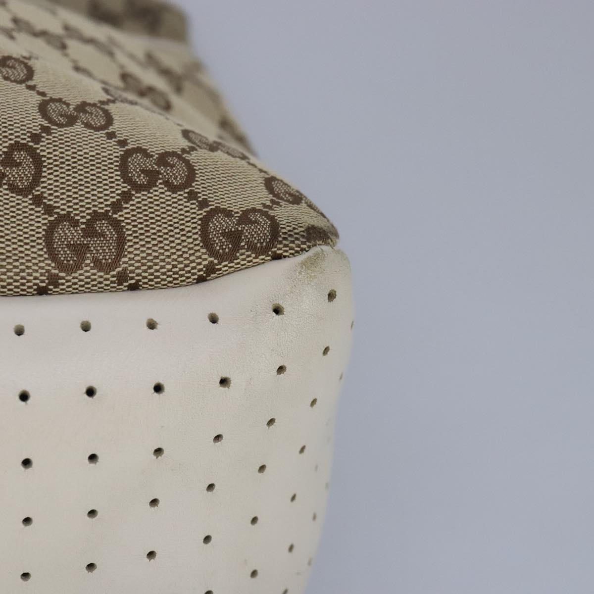 GUCCI GG Canvas Tote Bag Beige Silver 145971 100260