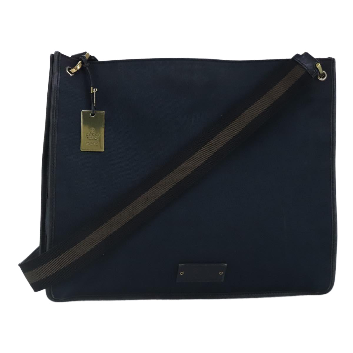 GUCCI Sherry Line Shoulder Bag Canvas Black Gold Brown 90656 100264
