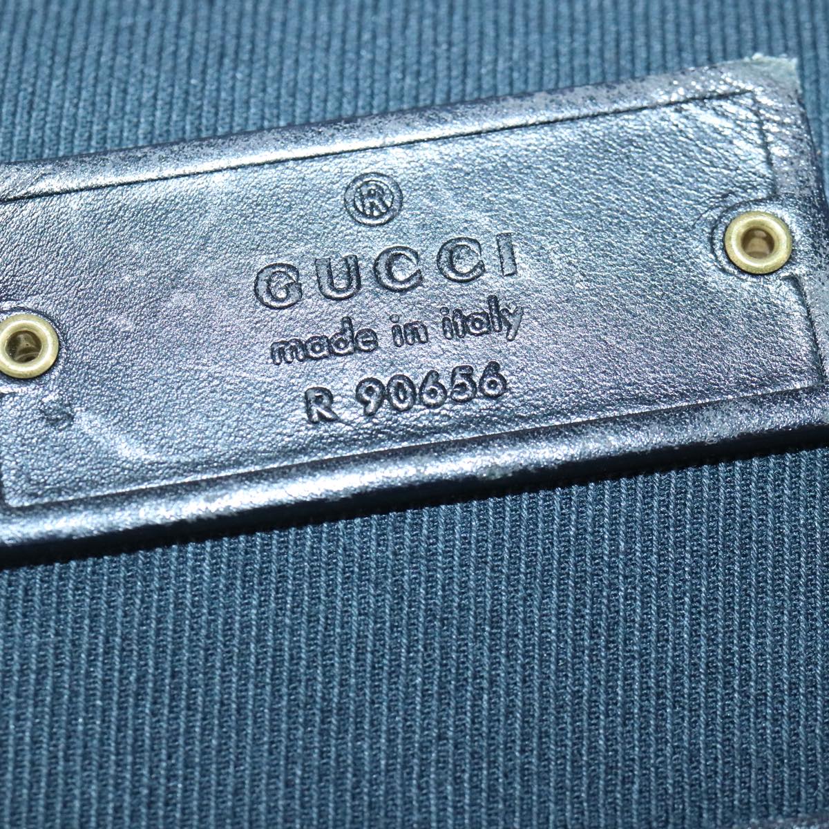 GUCCI Sherry Line Shoulder Bag Canvas Black Gold Brown 90656 100264